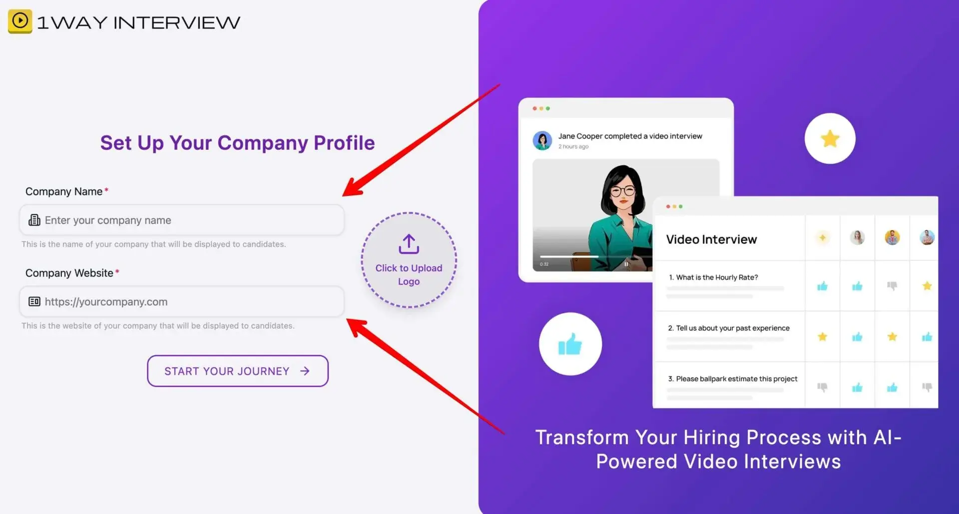Screenshot Of 1Way Interview Set Up Company Profile
