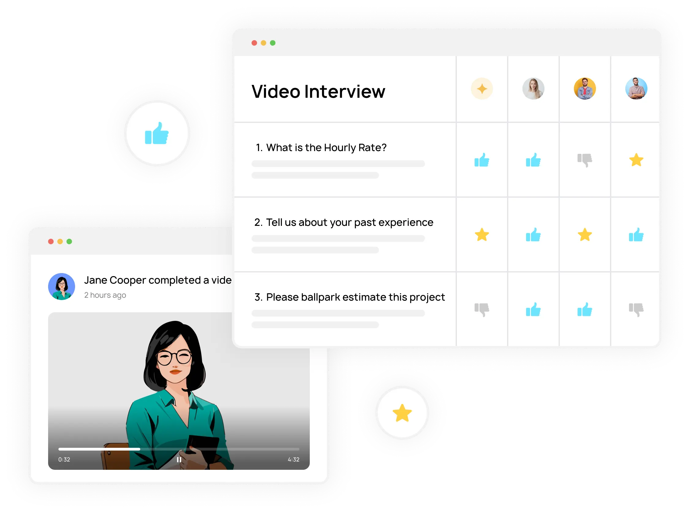 Illustration of a team scoring a video interview
